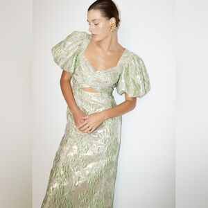 ALEMAIS Mira puff sleeve midi dress US 6